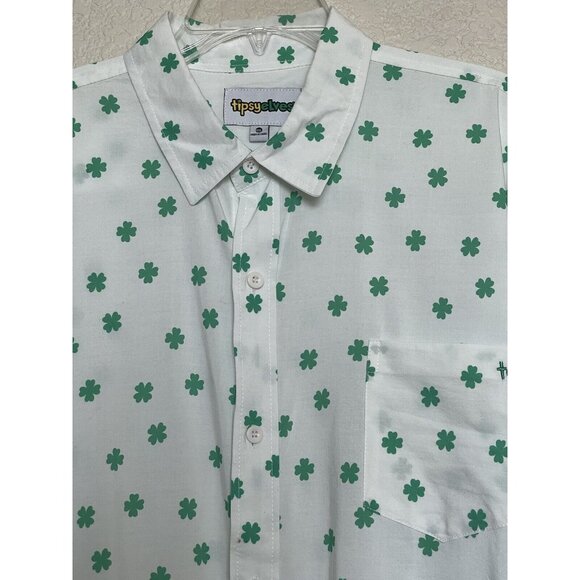 Tipsy Elves Mens Shirt Size XXL 4 Leaf Clover Short Sleeve Green St Patrick’s - Picture 3 of 8